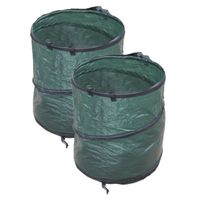 2x stuks groene tuinafvalzakken opvouwbaar 90 liter
