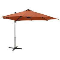 VidaXL Zweefparasol met paal en led-verlichting 300 cm terracottakleur