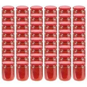 VidaXL Jampotten met rode deksels 48 st 230 ml glas
