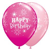 Folat Ballonnen Happy Birthday 28 Cm Latex Roze 25 Stuks - thumbnail