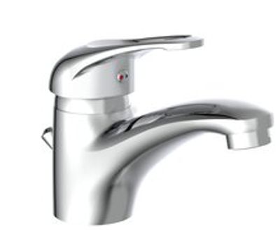 CALVINO ééngreepsmengkraan wastafel, chroom keramische schijven geluidsarme, verwisselbare 40 mm cartouche Eco-Click functie en kinderbeveiliging flexibele metalen aansluitslangen 1 ¼" (Ø ca