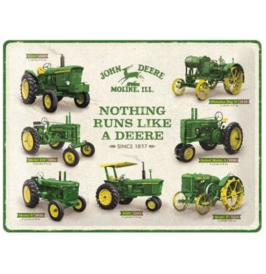 John Deere Nothing Runs Like A Deere Modellen Overzicht Metalen Bord 30 x 40 cm John Deere Nothing Runs Like A Deere Modellen Overzicht Metalen Bord 30 x 40 cm
