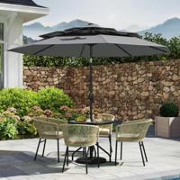 3-Laags Parasol met Slinger Aan Beide Zijden 30° Kantelbare Tuinscherm Terrasparasol Grijs