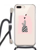 Zwart-wit cactus: iPhone 8 Plus Transparant Hoesje met koord