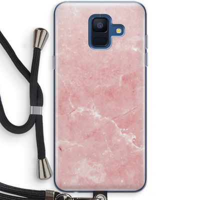Roze marmer: Samsung Galaxy A6 (2018) Transparant Hoesje met koord