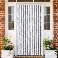 VidaXL Vliegengordijn 118x220 cm chenille grijs en wit
