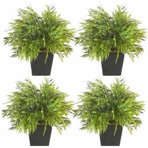 Kunstplant Bamboe Bambuseae - 4x - groen - 25 cm - in pot