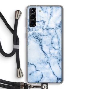 Blauw marmer: Samsung Galaxy S21 Plus Transparant Hoesje met koord