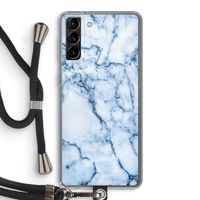 Blauw marmer: Samsung Galaxy S21 Plus Transparant Hoesje met koord