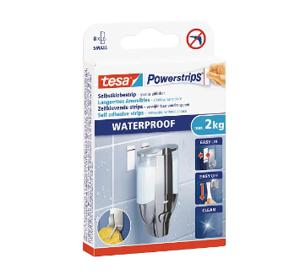 tesa tesa Powerstrips Waterproof strips LARGE in set van 3 stuks watervaste, dubbelzijdige kleefstrips voor keuken badkamer, tot 2 kg houdkracht - 3 x 8 strips