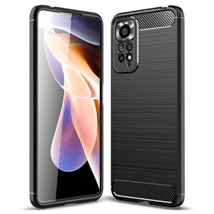 Xiaomi Redmi Note 11 Pro/Note 11 Pro 5G Geborsteld TPU Hoesje - Koolstofvezel - Zwart