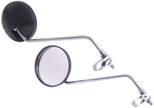 Edge Spiegelset met klem m8 met helder glas - ronde vorm - zwart / chroom