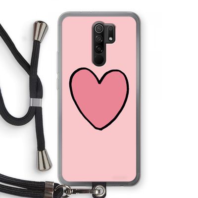 Hartje: Xiaomi Redmi 9 Transparant Hoesje met koord