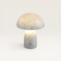 LED Tafellamp Elyos marmo m - Mushroom lamp van natuurlijk glas met geïntegreerde dimmer en USB-C oplaadfunctie