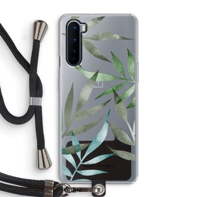 Tropical watercolor leaves: OnePlus Nord Transparant Hoesje met koord