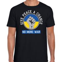 Protest T-shirt voor heren - Oekraine - give peace a chance, no more war - zwart - vrede - thumbnail