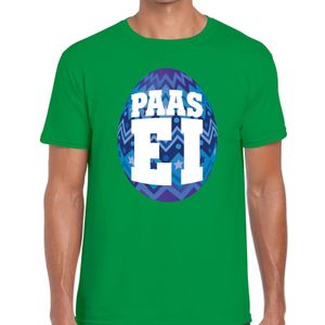 Paasei t-shirt groen met blauw ei voor heren