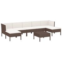 vidaXL 8-delige Loungeset met kussens poly rattan bruin