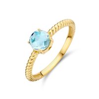 Ring geelgoud-topaas 0.91ct 6 mm goudkleurig-blauw - thumbnail