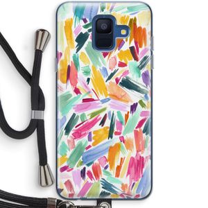 Watercolor Brushstrokes: Samsung Galaxy A6 (2018) Transparant Hoesje met koord
