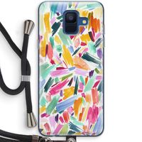 Watercolor Brushstrokes: Samsung Galaxy A6 (2018) Transparant Hoesje met koord