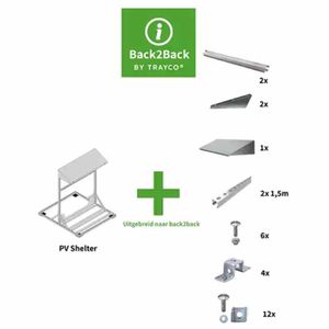 Dakshelter uitbreidingsset Back to Back l=1500mm, ultra galva RS-1500-UG voor montage van omvormers