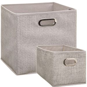 Set van 2x stuks opbergmanden/kastmanden 7 en 29 liter beige van linnen 31 cm