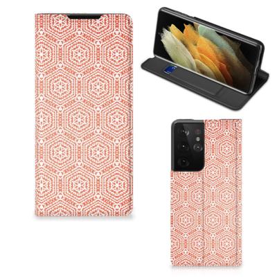 Samsung Galaxy S21 Ultra | Hoesje met Magneet | Pattern Orange