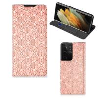 Samsung Galaxy S21 Ultra | Hoesje met Magneet | Pattern Orange
