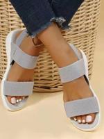 Summer Plain Synthetic Leather Slide Sandals