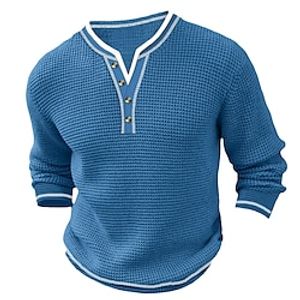 Voor heren T-shirt Wafel Henley-shirt Henley-shirt Shirt met lange mouwen Kleurenblok Henley Straat Vakantie Lange mouw Lapwerk Kleding Modieus Ontwerper Basic Lightinthebox