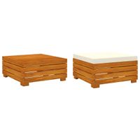 VidaXL Tuintafel en voetensteun met kussen massief acaciahout - thumbnail