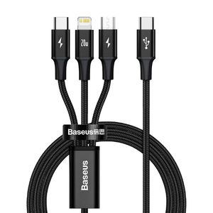 Baseus Rapid 3-in-1 USB-kabel 1,5 m USB A USB C.Micro USB A/Lightning Zwart