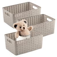 Opbergmand - 3x - Kastmand - rotan kunststof - beige - 6 Liter - 19 x 29 x 13 cm - thumbnail