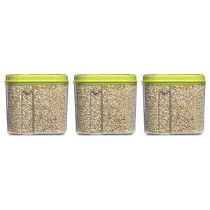 Voedselcontainer strooibus - 3x - groen - 1000 ml - kunststof - 15 x 8 x 14 cm - voorraadpot