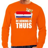 Koningsdag sweater de Koning is thuis oranje voor heren Koningsdag sweater de Koning is thuis oranje voor heren