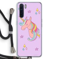 Roze eenhoorn: Oppo A91 Transparant Hoesje met koord Roze eenhoorn: Oppo A91 Transparant Hoesje met koord