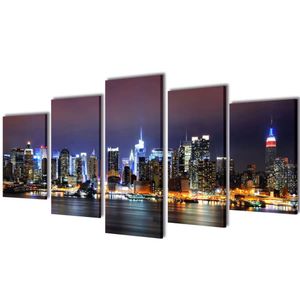 VidaXL Canvas muurdruk set kleurrijke new york skyline 100 x 50 cm
