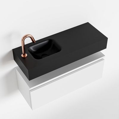 Toiletmeubel Mondiaz Andor | 80 cm | Meubelkleur Talc | Lex vrijhangend wastafel Urban Links | 1 kraangat
