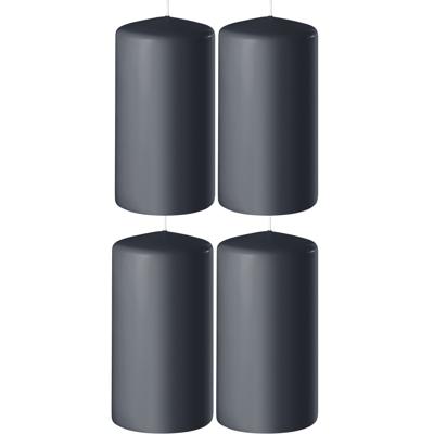 Enlightening Candles Cilinderkaars - 4x - stompkaarsen - antraciet - D8 x H12 cm - 45 branduren