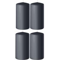 Enlightening Candles Cilinderkaars - 4x - stompkaarsen - antraciet - D8 x H12 cm - 45 branduren