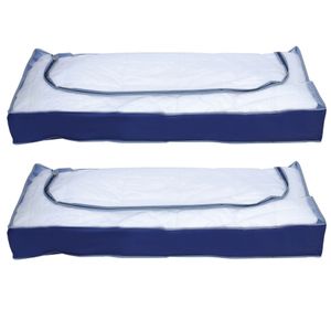 Opbergtas/beschermhoes beddengoed/kleding - 2x - voor onder bed - 109 x 46 x 15 cm