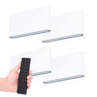Set van 4 LED Wandlampen Dallas M - Wit - 12 Watt 660 lumen - 3000K warm wit - Up & Down light - IP54 waterdicht - Incl. dimmer met afstandsbediening - Binnen & Buiten