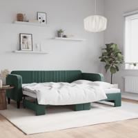 Slaapbank met onderschuifbed 80x200 cm fluweel donkergroen