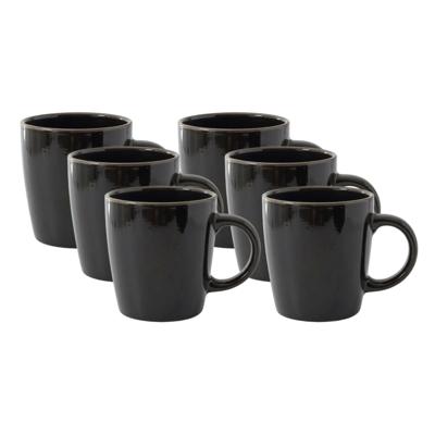 Home Deco Factory Mok - 6x - zwart - 40 cl - keramiek - vaatwasserbestendig Home Deco Factory Mok - 6x - zwart - 40 cl - keramiek - vaatwasserbestendig