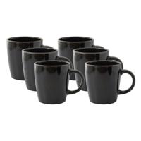 Home Deco Factory Mok - 6x - zwart - 40 cl - keramiek - vaatwasserbestendig