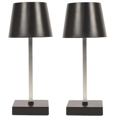LED tafellamp- 2x - kunststof - zwart - touch - 26 cm - binnen