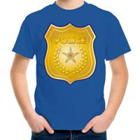 Verkleed T-shirt voor jongens/meisjes - politie embleem - blauw - Carnaval - feestkleding