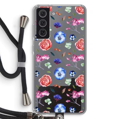 Bloemetjes: Samsung Galaxy S21 FE Transparant Hoesje met koord