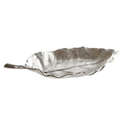 Tafeldecoratie Home ESPRIT Zilverkleurig Aluminium Blad van een plant 37 X 18 X 4 cm